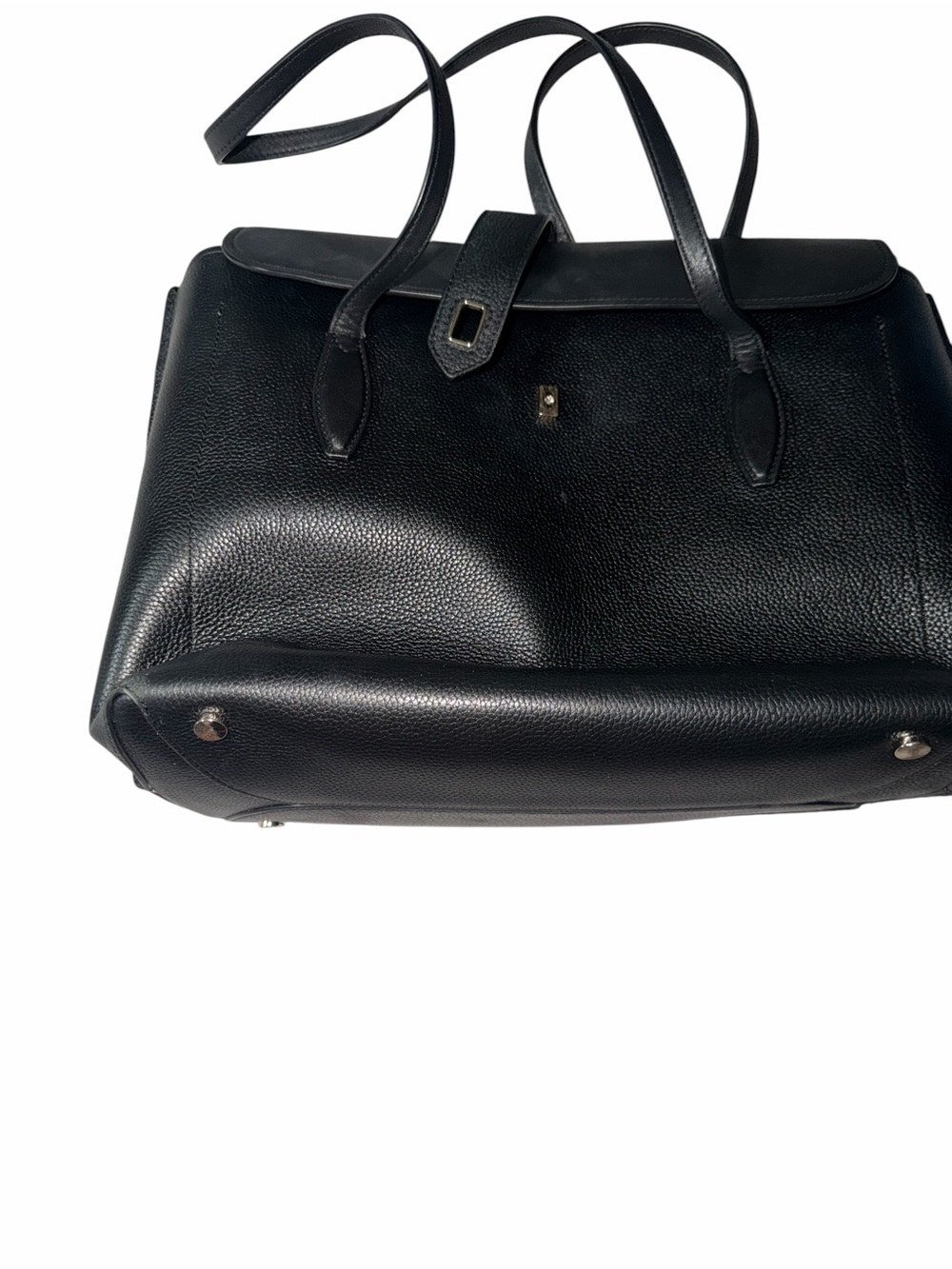 kate spade Black Pebbled Leather Tote with Top Flap